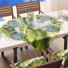 PETTI Artigiani Italiani - Modern Tablecloth with Green Marble Effect, Table Cloth for the Kitchen, 90 x 90 cm, 100% Made in Italy