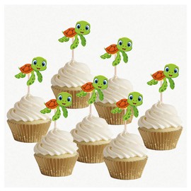 AK Giftshop Turtle Tortoise Birthday Party Food Cupcakes Picks Decorations Toppers (pack of 14)