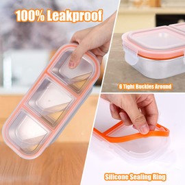 Mity rain Stainless Steel Snack Containers Reusable with Lids - 2|3 Compartment Leakproof Snack Box for Kids, Reusable Dishwasher- Portable Food Storage Box for Adults, School Travel Camping Home