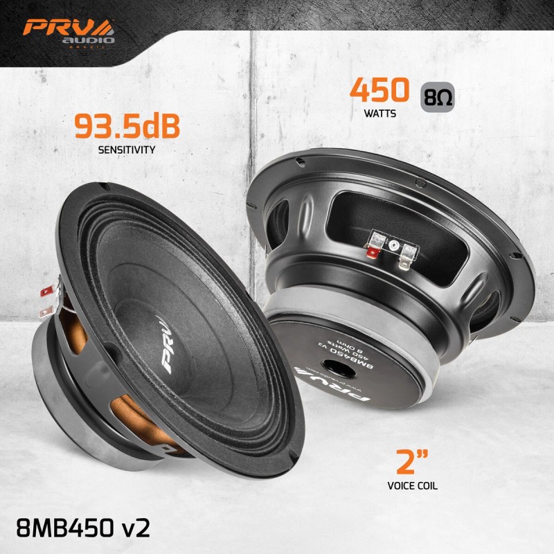 PRV Audio 4x PRV Audio 8MB450 Midbass Car Audio 8"