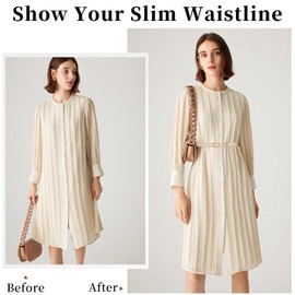 JASGOOD Women Skinny Elastic Belt for Dresses,Thin Retro Stretch Waist Belt with Golden Buckle 3 Pack,Black+Brown+Beige,Fit waist size 40-45 inch