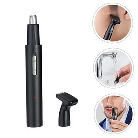 Electric Nose Hair Trimmer Set 2-in-1 Rechargeable Vibrissa Clipper for Men Black Metal Body Professional Grooming Tool for Nose and Sideburns