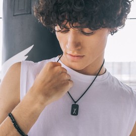 Richsteel Womens Name Necklace Letter X Initial Pendant Black Dog Tag Necklaces Mens Jewellery