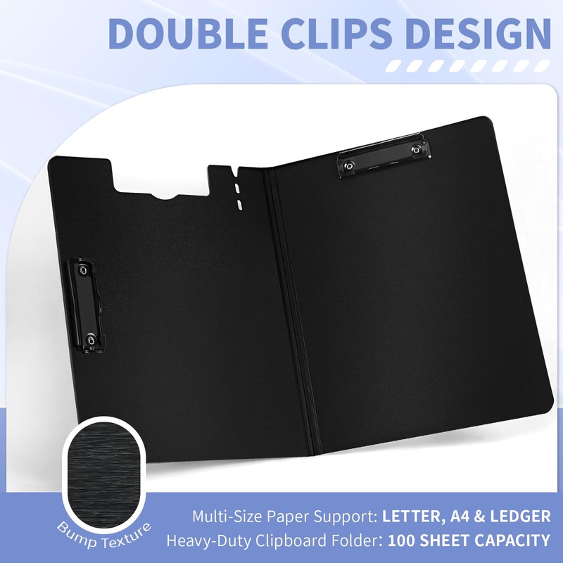 WORPSON Clipboard Folder, with Dual Metal Clips, Embossed-Texture, Folding 360°