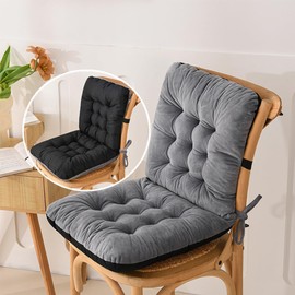 MTICYL Desk Chair Cushion with Ties,Non-Slip Office Seat Cushion with Back Support,Soft Rocking Chair Pad Backrest for Dorm,Car,Dining Room,Kitchen (Light Grey)