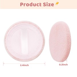 Clofiak 12 Pieces Makeup Powder Puff mini Velour Pads Pure Cotton 2.36 Inch Setting Powder Puff for Makeup Face Powder Puffs for Loose Powder Washable（round,pink）