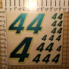 Unbranded ULTRA Metallic Teal w/Creme #4's Racing Numbers Vinyl Decal