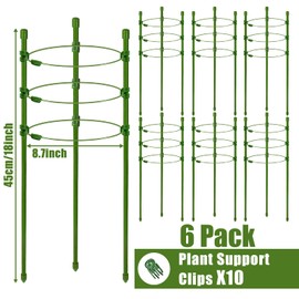 Legigo 6 Packs 18inch Plant Support Cages with 3 Adjustable Support Rings- Small Tomato Cage for Pots Plant Holder for Home Garden Balcony for Orchids, Tomato, Vegetables, Flowers, Climbing Plants