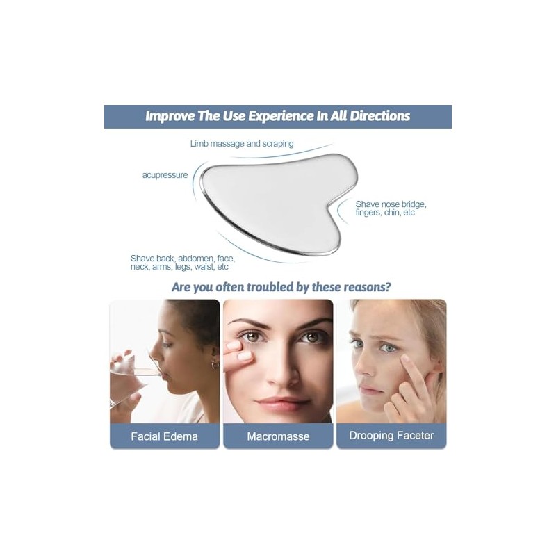 Gua Sha Stainless Steel, Gua Sha Stone Face Massage Tools,