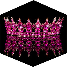 TOBATOBA Hot Pink Tiaras and Crowns for Women, Crystal Wedding Tiara for Bride Queen Crown, Royal Princess Quinceanera Headpieces for Birthday Prom Pageant Halloween Cosplay