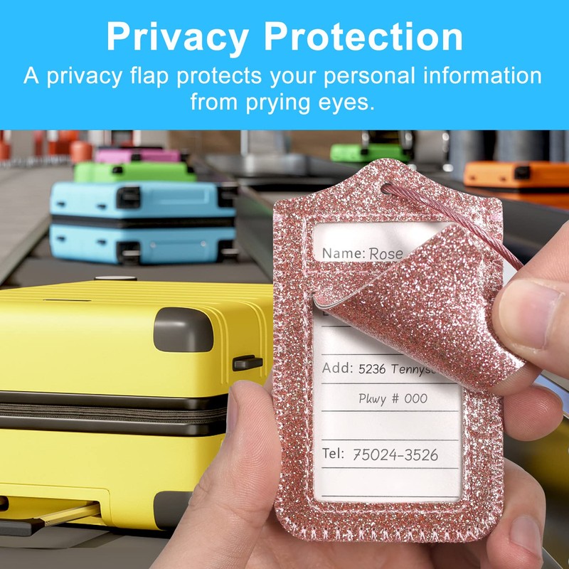 [2 Pack]Luggage Tags, ACdream Leather Case Luggage Bag Tags Travel
