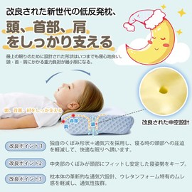 MyeFoam Children's Pillow, Ages 5 to 12, Hollow Design, Ergonomic Design, Children's Pillow, Antibacterial, Dust Mite Resistant, Sweat Absorbent, Breathable, Washable Cover, Height Adjustable, Unisex