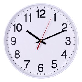 OFFICER PRODUCTS Plastic Wall Clock, 34 cm, White/Arabic Numerals, Wall Clock, Quartz, Silent Wall Clocks, for School, Office, Living Room, Kitchen, Analogue, Modern, Round, Decorative