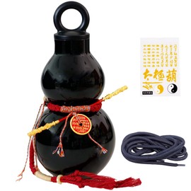 Lanxitown Gourd Water Bottle 800ml/28oz Gourd Style Water Bottle with Mini Golden Cudgel and Copper Coin Decorative Rope and DIY Stickers Chinese Retro-Inspired