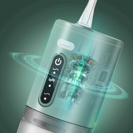 EMIAFB Irrigador Dental Eléctrico, Irrigador Bucal Portatil, 5 Boquillas, 3 Modos de Limpieza, Tanque de 280ml, USB Recargable e Impermeable IPX7, Diseño Portátil, Ideal para Higiene Dental Completa, Verde