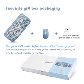 Onlywe Wireless Keyboard Mouse Set,2.4G Wireless, Sweet Color Prismatic 83-Keys,Silent Multimedia Keyboard and Optical Mouse Combo with USB Receiver Office Home Use Laptop PC for Win XP/7/8/10 (Blue)