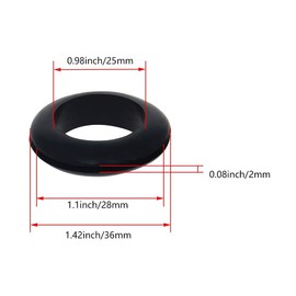 Fielect 100Pcs Rubber Grommet 25mm Inner Dia Oil Resistant Armature Rubber Grommets for Wiring Cable Black