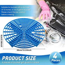Tallew Car Wash Bucket Insert Auto Detail Grit Trap for Car Detailing Cleaning Washing, Fits 12 Inch Diameter Bucket or 3-5 Gallon Bucket (Blue,4 Pieces)