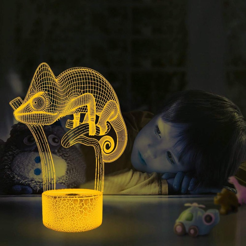 Creative 3D Chameleon Night Light 16 Colors Changing USB Power