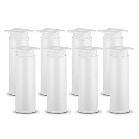 Sossai White Furniture Feet MFR1, Set of 8, 120 mm Height, Height Adjustable, Round Profile, Diameter 40 mm, Perfect for Shelves and Storage Furniture