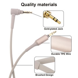 WH-1000XM2 Replacement Headphone Cable WH-1000XM3 Aux Headphone Audio Cable Cord Compatible with WH-1000XM4, WH-1000XM, MDR100ABN, MDR-1000X, WH-H900N, Wireless headphones (4.9 Ft / Champagne Gold)