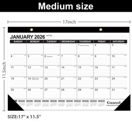 GuassLee Desk Calendar 2026-2027 - 17" × 11.5" Desktop Calendar 18 Months Runs from Jan. 2026 to Jun. 2027 with Julian Date for Home School Office Desk Top Organizing