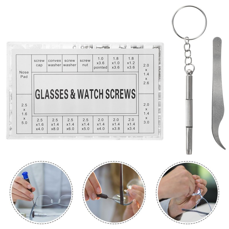 SHINEOFI Professional Eyeglass Repair Kit of Screws Nose Pads with