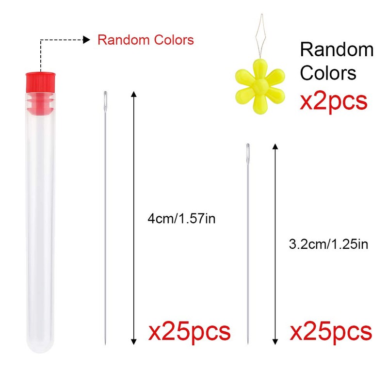 LUNARM 50 Pcs Beading Needles, 2 Sizes Seed Beads Extra