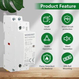 Wengart Household DC Contactor WCT-E25, DC12V 25A 2 Normally Open Multifunctional Application for Protection of Electrical Devices