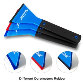 NEWISHTOOL Window Tint Squeegee Rubber with Handle, 3 PCS Different Durometer Blades Long Handle Rubber Squeegee, Water Wiper Swiper for Windshield Cleaning Window Film Application PPF Installation