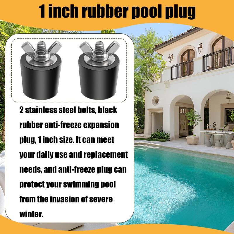 1 Inch Rubber Pool Plug with Stainless Steel Screws for