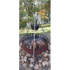 Mann Lake Foldable Stainless Steel Tripod Hanging Pot Stand, Camping Tripod