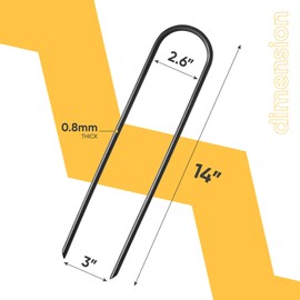 VASGOR 12” x 2.8” Trampolines Wind Stakes (Set of 4) - Heavy Duty U Shape Ground Anchors for Camping Tent - Garden Staples – Trampoline Pins - Sharp End