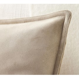 Genuine Leather Pillow Cover Case for Lumbar Throw Couch Pillows - Modern Farmhouse Decorative Sofa Thick & Soft Cushion Covers (Suede, 12" x 20")