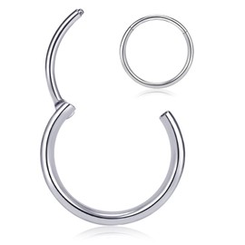 PIERCINGBOY Titanium Hinged Hoop Nose Rings for Women 20G 6MM Silver Septum Rings Nose Piercings Hypoallergenic Cartilage Helix Tragus Conch Daith Rook Hoop Earring Lip Ring