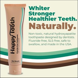 Happy Tooth Hydroxyapatite Toothpaste, Fluoride Free, Natural Whitening for Kids, Toddlers and Adults, SLS Free, Enamel Safe, Dentist Formulated with Clean Ingredients, Mint Brownie Flavor, 3.4oz