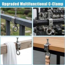 Afcabakila 6 Pcs 25mm C Clamps, 304 Stainless Steel with M8 Screw Ring, 25mm/1 Inch Mini Adjustable C Clamp, Heavy Duty for Metal Mounting, Welding, Building Household, DIY Projects (Silver)