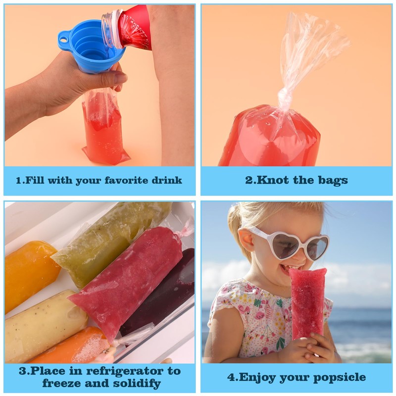 BokingOne Ice Lolly Bags Disposable, Ice Cream Mold Bags with