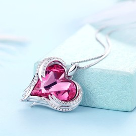 Love Heart Necklace Jewellery Women 925 Sterling Silver Ladies Necklace Anniversary Birthday Mother's Day Jewelry Gifts for Mum Her Wife