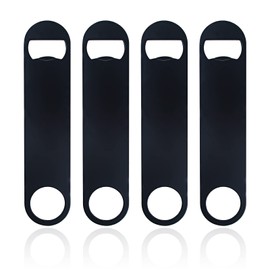 KTOJOY 4 PACK Stainless Steel Flat Bottle Opener, Beer Bottle Opener, 7inch, with Exquisite Packaging, for Kitchen, Bar or Restaurant, Black,
