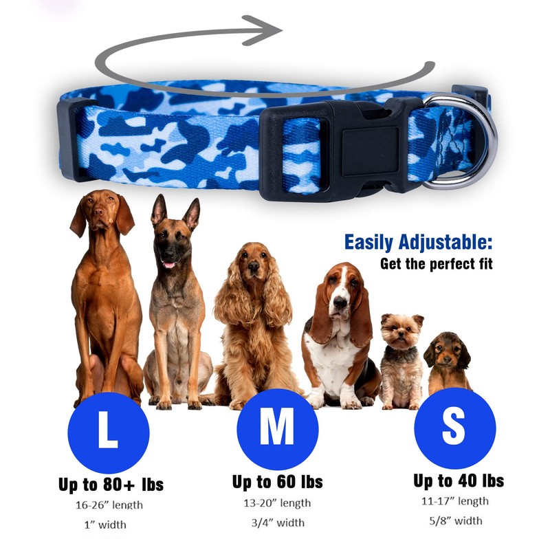Camo Dog Collar (Large, Blue)