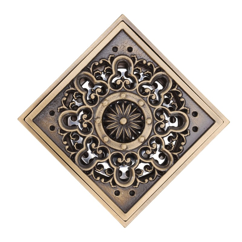Copper Floor Drain Squared Retro Large Flow Odor Proof Shower