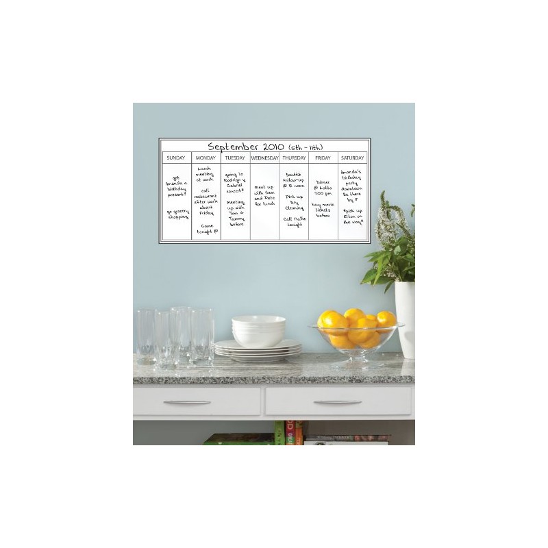 WallPops WPE98895 Whiteboard Weekly Calendar, White & Off-White