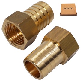SKIR'CO 2 pcs Female Thread Barb Brass Fitting 1/2" x 20 mm, Hose Barbed Adapter, Hose Tail Connector, BSP Thread