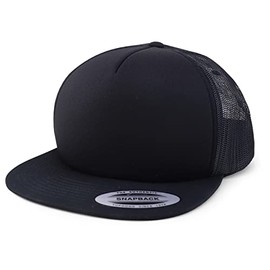 Trendy Apparel Shop XXL Oversize 5 Panel Foam Trucker Flatbill Snapback Cap - Black - 2XL