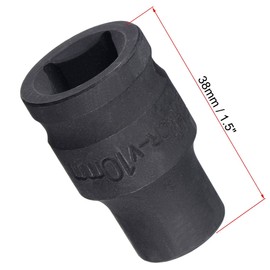 TA-VIGOR 6-Point Impact Socket, 1/2-Inch Drive 10mm Spindle Axle Nut Socket Driver, Durable CR-V Steel 38mm Length Nut Impact Socket for Auto Repair Easy Removal, Shallow Metric Sizes