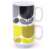 Orla Kiely Set of 2 Stacking Mugs Ceramic Block Flower-