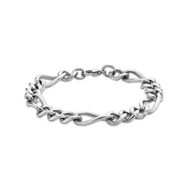 Metro Jewelry Stainless Steel Thick Figaro Chain Bracelet for Men - 9 Inches Long 11 mm Wide with Lobster Claw Clasp