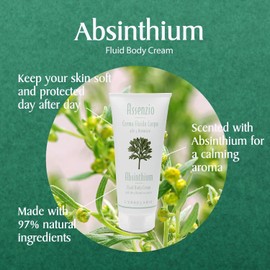 LErbolario L'erbolario fluid body cream - absinthium - aromatic, woody scent - reduce signs of ageing and tone skin with tarragon, genepy, safflower oil and shea butter - cruelty free - 6.7 oz