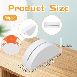 JJUNW 36 Pcs Wood Place Card Holders, Table Number Stands, Wooden White Table Name Holder Semicircular Design Office Tag Photo Menu Clips Wedding Banquet Birthday Party Restaurant Small Size
